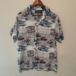Race Car Men's White and Blue Racing Print Shirt